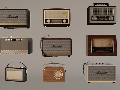 Vintage Radio Speaker Collection Featuring Retro Design And Various Classic Styles 3d model