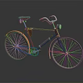 Vintage Bicycle With Brown Seat Red Handlebars Orange Fenders Front Light And Leather Pouch