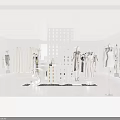 Korean Women's Clothing Store with Fashionable Dresses on Mannequins Modern Interior and Elegant