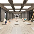 Spacious Modern Yoga Studio People Practicing Yoga On Mats With Balls Windows And Natural Views