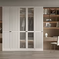 Modern Wardrobe Interior Design With White Paneled Doors And Glass Inserts
