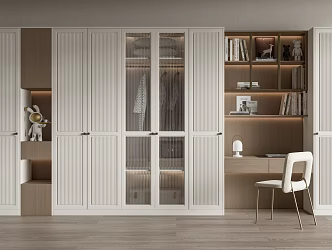Modern Wardrobe Clothing Bag Desk and Chair Book Decoration Changhong Glass Door 3d model