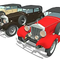 Vintage Convertible Cars In Various Colors With Classic Luggage Trunk Design