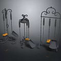 Decorative Iron Tool Racks With Hanging Shovels And Yellow Bases For Household Use