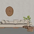 Wind sofa coffee table combination 3d model
