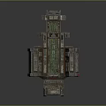 Sci Fi Mechanical Device 3D Model With Metal Structure Red Accents And Glowing Parts