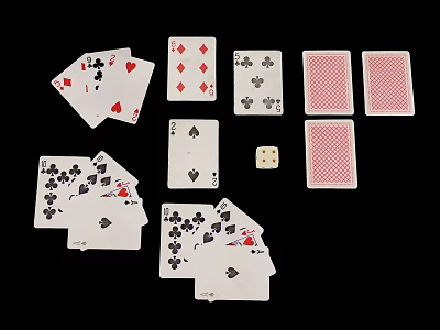 Fun Card Game Entertainment with Various Playing Cards Dice and Classic Suits for Leisure 3d model