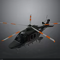 Modern Space Aerospace Helicopter With Red White Striped Rotors And Cabin Windows