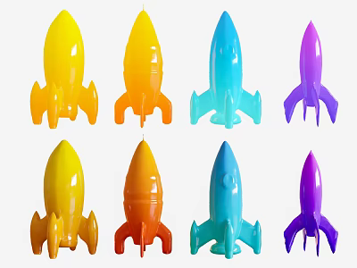 Modern Rocket Decoration Cartoon Indoor Decoration Rocket Table Lamp 3d model