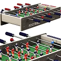 Foosball Table With Wooden Frame Green Playing Surface And Red Blue Players