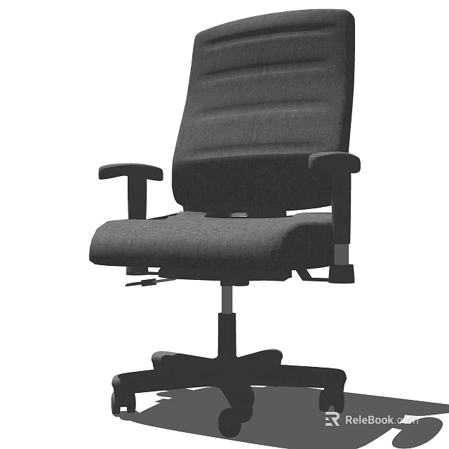 Gray Fabric Office Chair With Adjustable Armrests And Swivel Wheels 3d model 