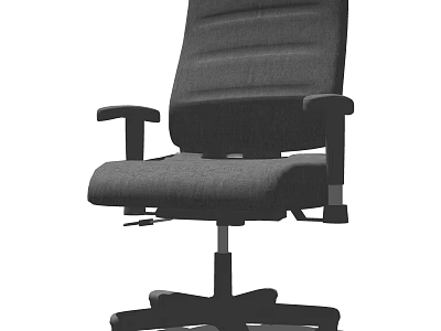 Gray Fabric Office Chair With Adjustable Armrests And Swivel Wheels 3d model