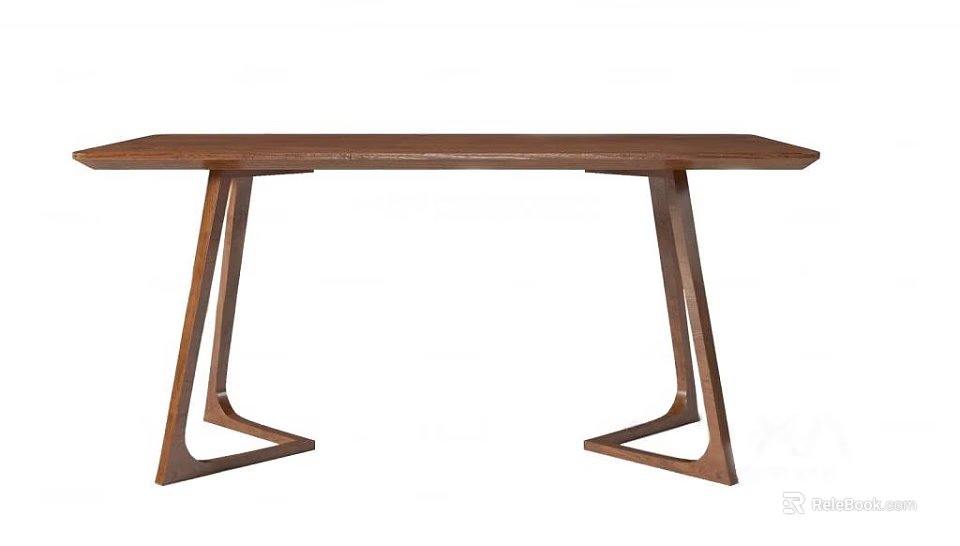 Elegant Modern Wooden Dining Table With Geometric Legs Smooth Surface And Minimalist Design 3d model 