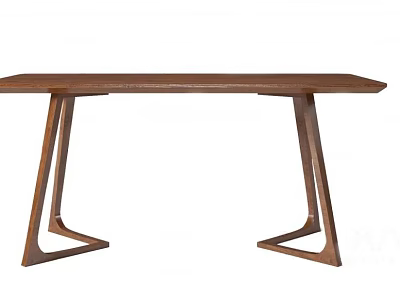 Elegant Modern Wooden Dining Table With Geometric Legs Smooth Surface And Minimalist Design 3d model