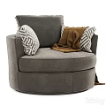 Cozy Beige Round Accent Chair Interior With Chevron Pillows And Green Throw Blanket