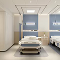 Modern Hospital Ward Interior With Two Beds TV Medical Equipment And Plants