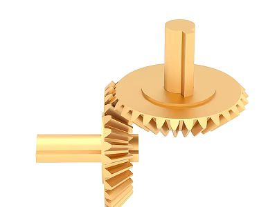 Two Golden Industrial Gears With Tooth Structure And Metal Components Design 3d model