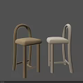 Stylish Brown And Beige Bar Stools With Curved Backrest Padded Seat Modern Design