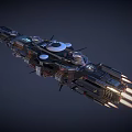 Advanced Futuristic Large Sci Fi Spaceship With Armored Structure And Illuminated Modules 3d model