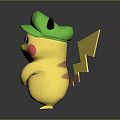 Pikachu Game Character With Green Hat Number 2 Yellow Body Red Cheeks Lightning Tail Standing