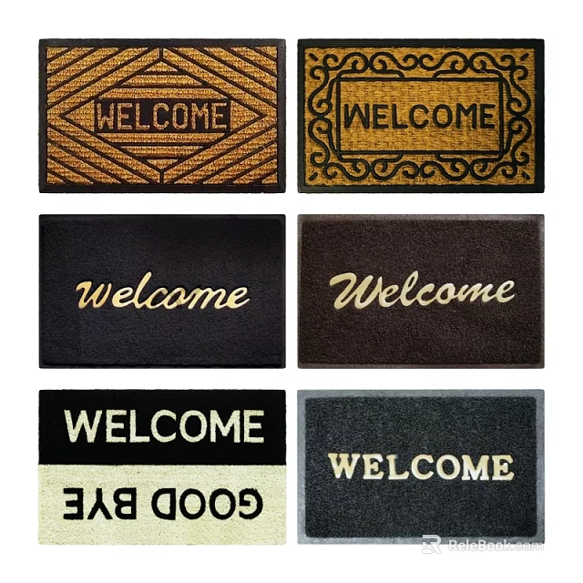 Square Rugs With Welcome Lettering In Various Designs And Colors For Entryway 3d model 