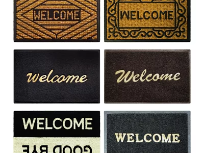 Square Rugs With Welcome Lettering In Various Designs And Colors For Entryway 3d model