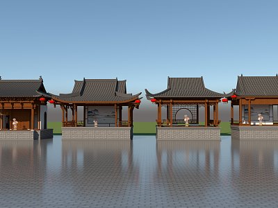 Chinese-style ancient stage model