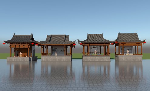 Chinese-style ancient stage 3d model