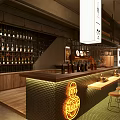 Modern Bar Interior Design With Wine Racks Counter Stools And Hanging Lights