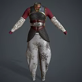 Detailed Character Outfit With Metallic Armor Red Top And White Embroidered Pants