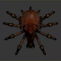 Fantasy Game Character And Red Black Spiked Spider Creature With Sharp Legs Design