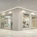 Modern Stylish Clothing Store With Arched Entrance Glass Door Green Plants And Round Mirror