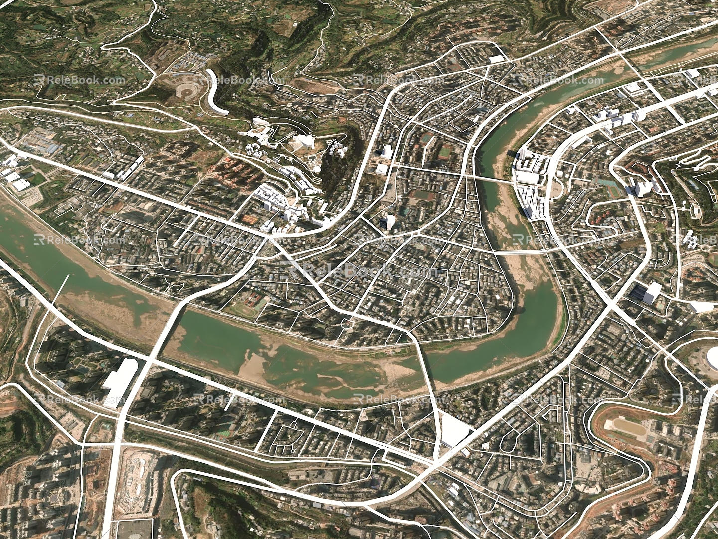 Sichuan Bazhong Bazhong Topography Sichuan Topography Sichuan Planning Bazhong Aerial View Bazhong Map 3d model