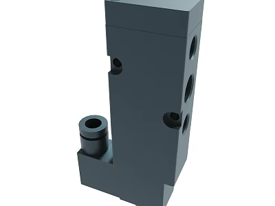 Gray Metal Mechanical Block With Holes And Cylindrical Protrusion Design 3d model
