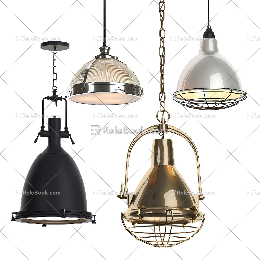 Industrial chandelier lamps 3d model