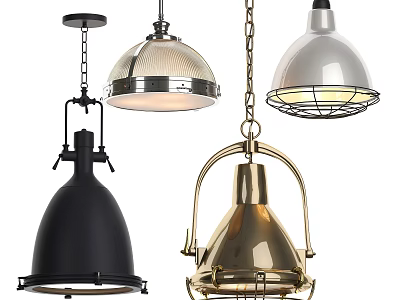 Stylish Pendant Lights With Various Metal Designs In Brass Black And Silver 3d model