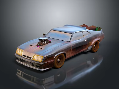 Rusted Copper Vintage Coupe With Brown Wheels And Black Roof Device 3d model