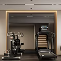 Home Gym Fitness Space With Treadmill Exercise Bike And Fitness Ball Equipment