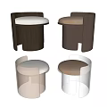 Modern Design Sofa Stools With Wooden Acrylic Frames Beige Brown Seats