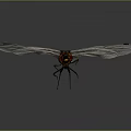 Vibrant Dragonfly With Green Body Red Head And Transparent Wings On Dark Background