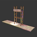 Wooden Scaffolding Structure With Platform And Ladder For Construction Use
