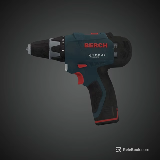 BERCH GDR 18-2-LI Industrial Handheld Cordless Power Drill Tool With Ergonomic Grip 3d model 