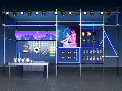 Future of Science and Technology Industrial Style Cyberpunk Style Display Rack Display Rack Helmet Gloves Storage Rack Meichen 3d model