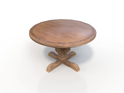 Classic Wooden Round Table With Intricate Carved Legs And Smooth Surface 3d model