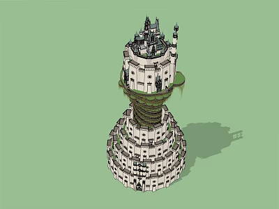 Unique Tower Like Hotel Building With Spiral Design And Castle Inspired Top 3d model