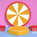 Lucky Spin Wheel With Red Gift Boxes Yellow Platform And Pink Grid Background