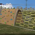 Kindergarten Outdoor Playground With Climbing Frame Slide Grass Lawn And Trees