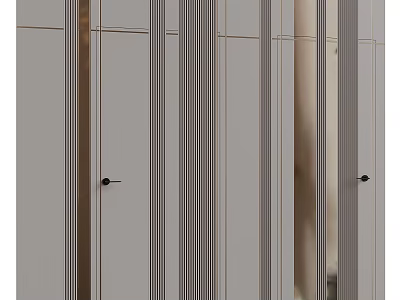 Modern Hinged Door Design With Vertical Lines And Gray Panel For Interior Home Use 3d model