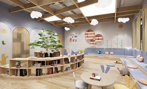 Modern Library Kindergarten Reading Room Library 3d model