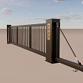 Electric flat push retractable door gate for fence 3d model